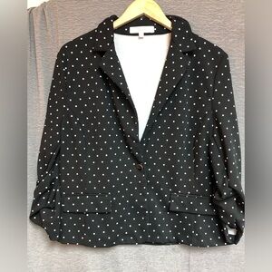 89th and Madison XL, black polkadot jacket, blazer with ruching on sleeves